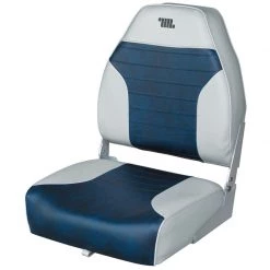 WISE SEATING High-Back Folding Fishing Boat Seat, Gray/Navy