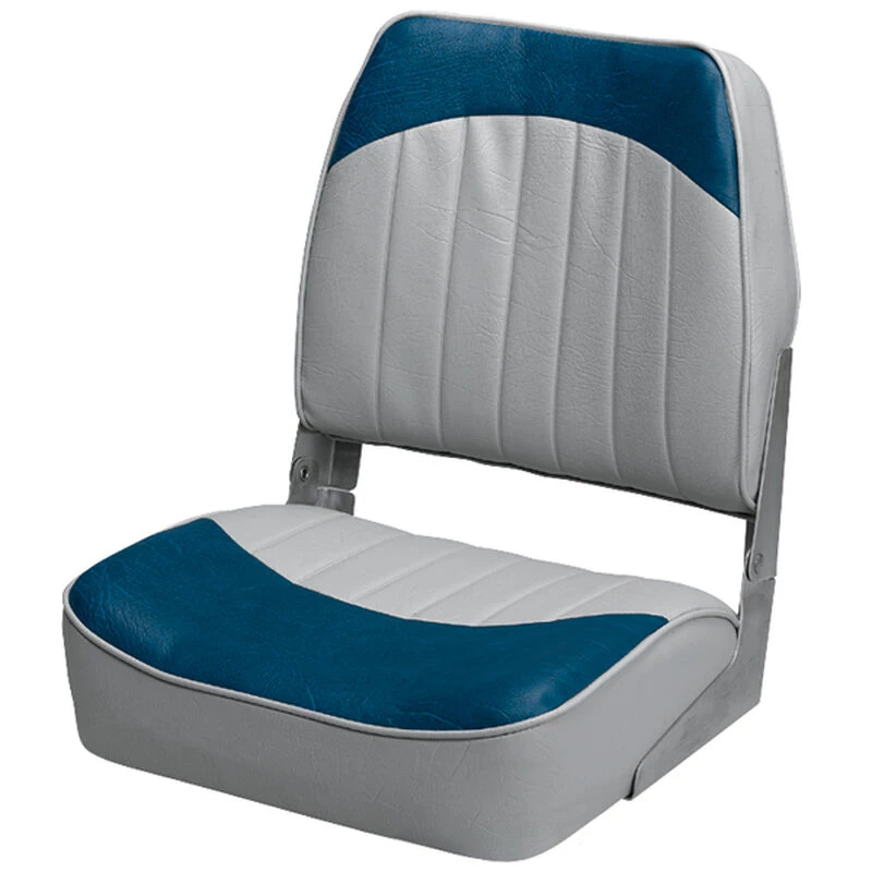 WISE SEATING Promotional Low-Back Folding Fishing Boat Seat, Gray/Navy 1 WISE SEATING Promotional Low-Back Folding Fishing Boat Seat, Gray/Navy