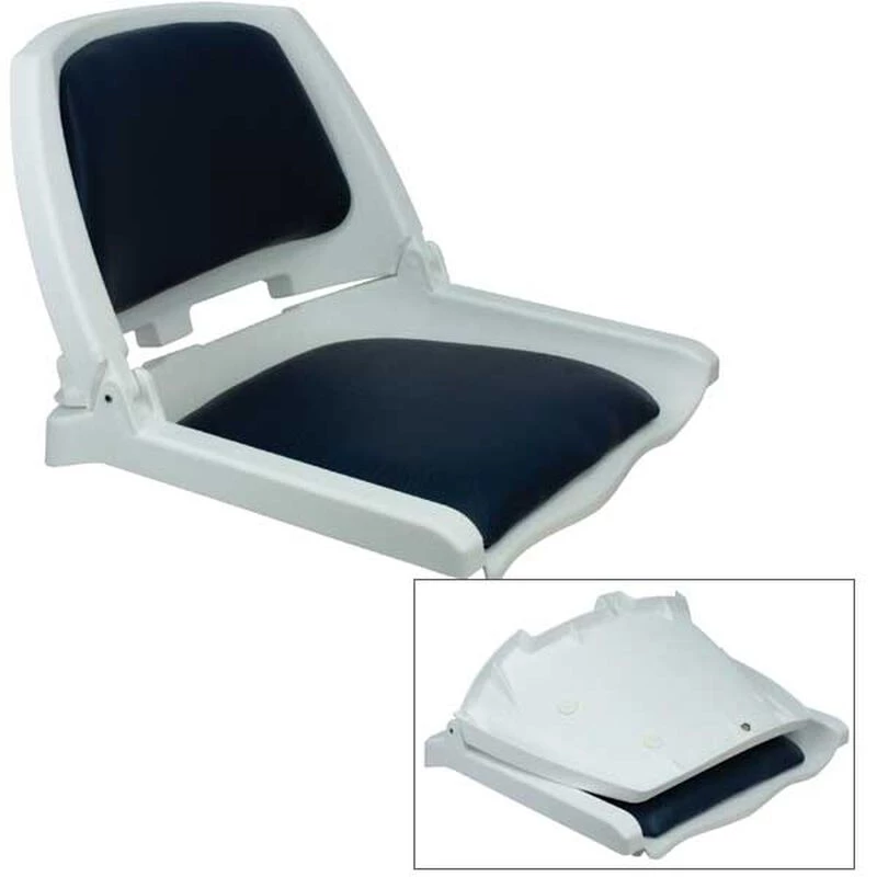 SPRINGFIELD Traveler Folding Seat, White with Blue Cushion 1 SPRINGFIELD Traveler Folding Seat, White with Blue Cushion